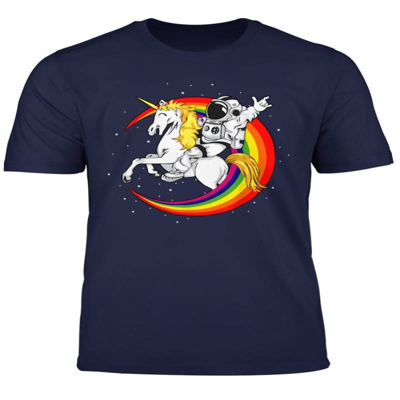 Unisex Mens Womens T Shirt Rainbow Unicorns Carry Astronauts