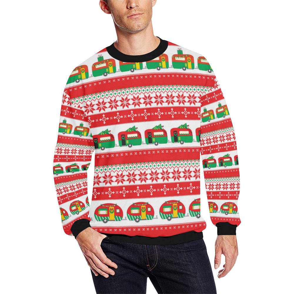 Camper Camping Ugly Christmas Design Print Men Long Sleeve Sweatshirt