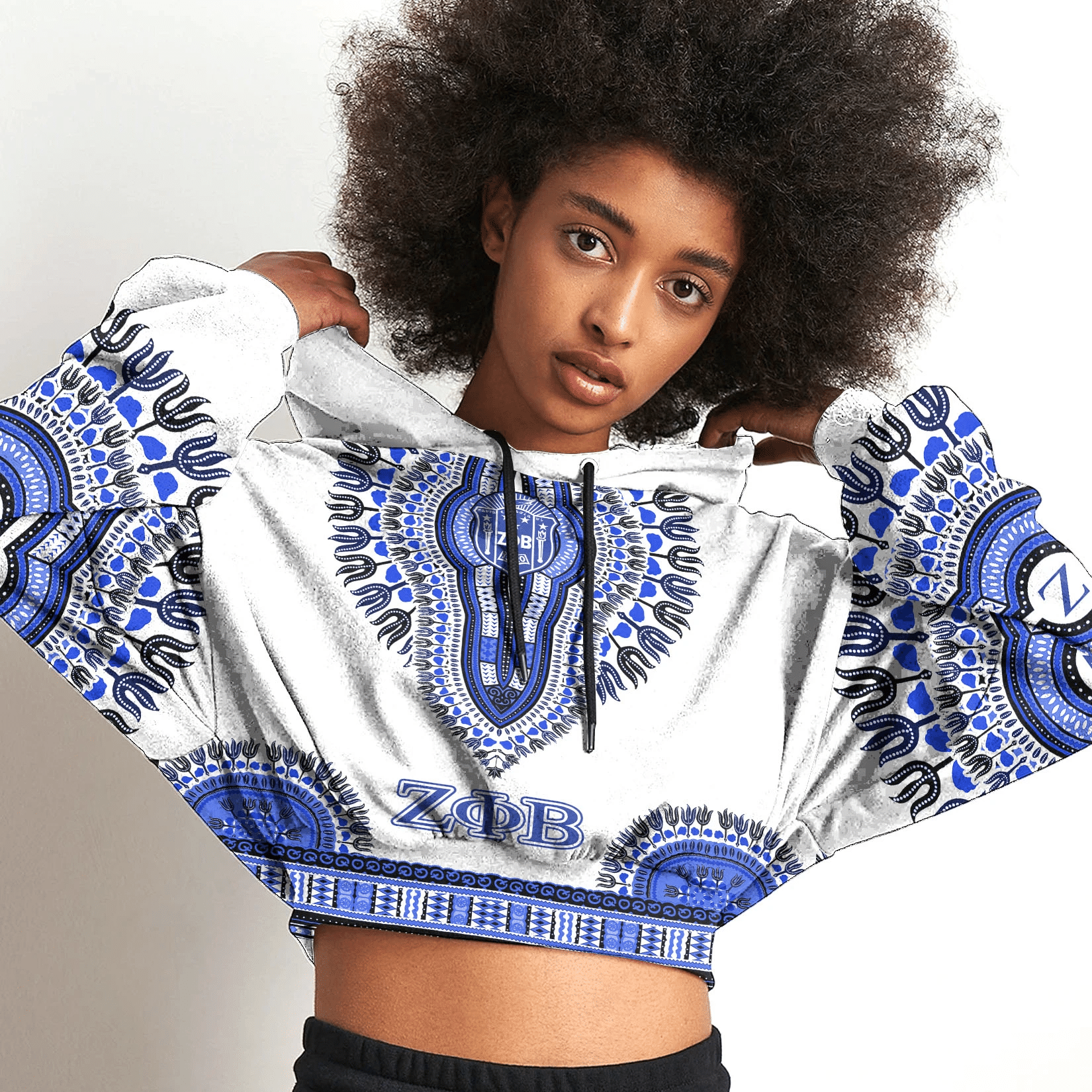 Wonder Print Hoodie – Zeta Phi Beta Dashiki Croptop Hoodie