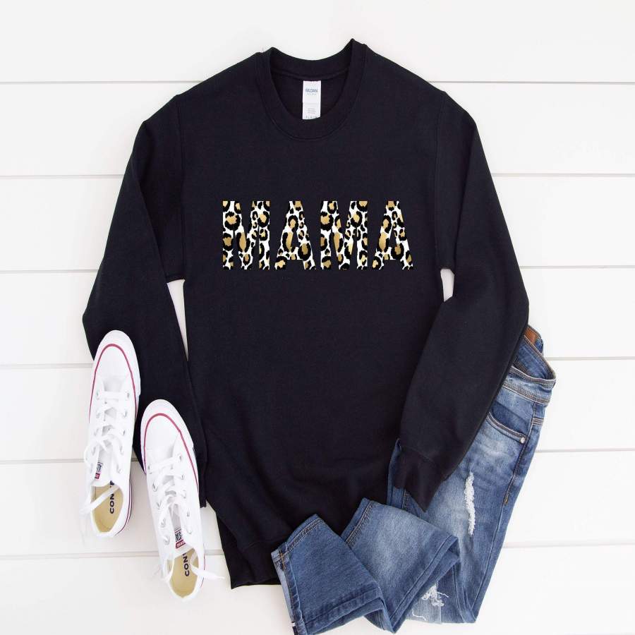 Black Leopard Mama Sweatshirt