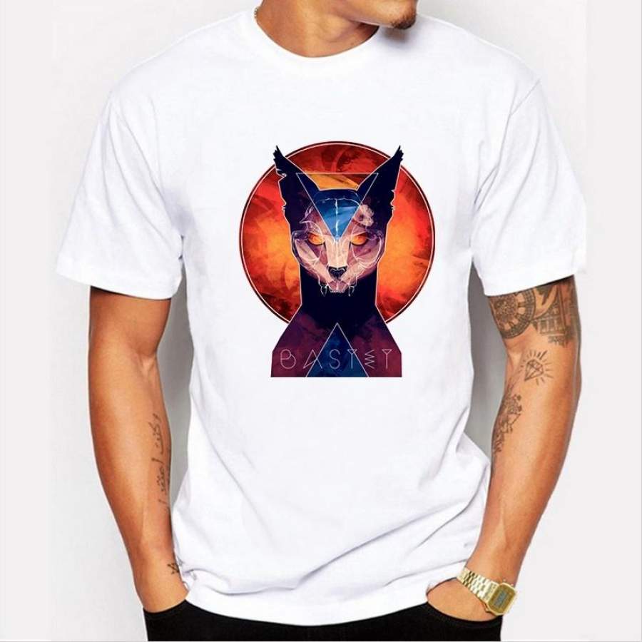 2017 Men’s Summer Casual Tops Hipster Retro Fox Printed Design T-Shirt Fashion White Hipster Tees