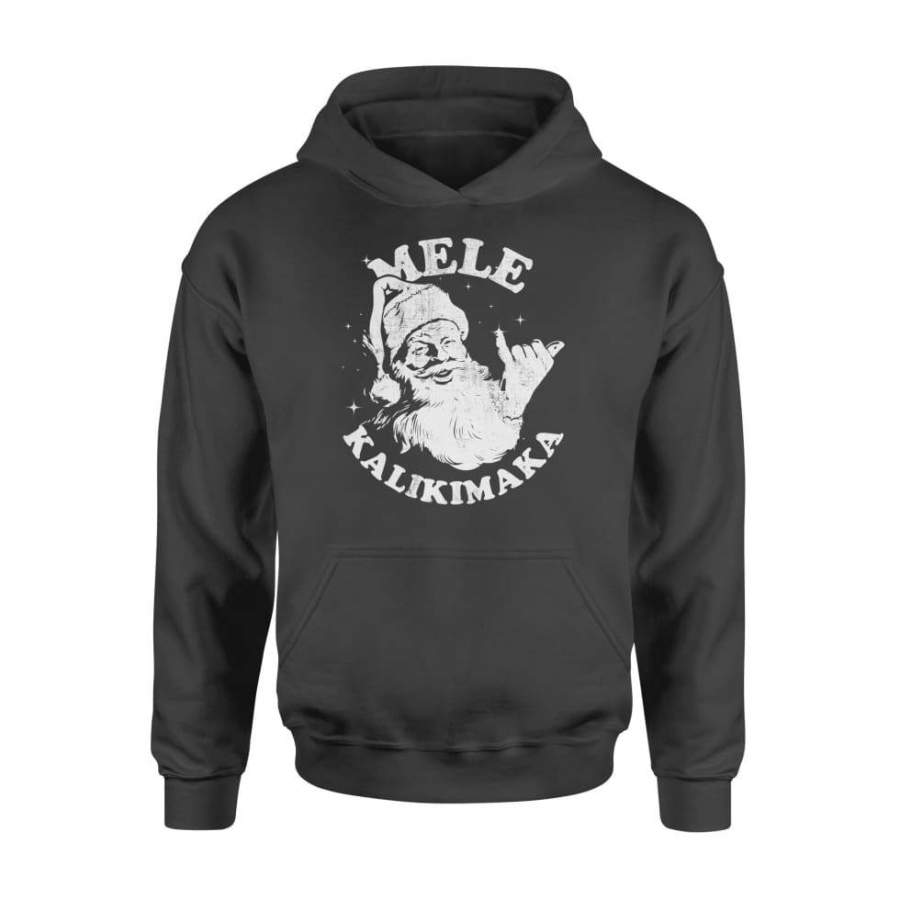 Retro Christmas Mele Kalikimaka Santa Shaka Hawaii – Standard Hoodie