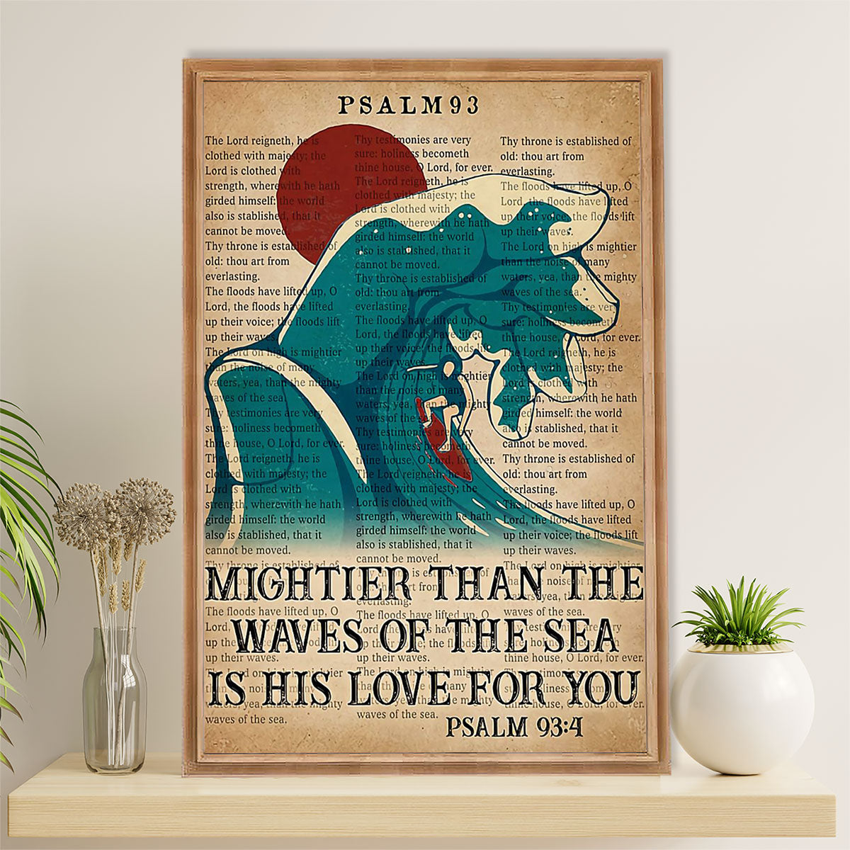 Water Surfing Canvas Wall Art Prints | Mightier Than The Waves | Home Décor Gift For Beach Surfer