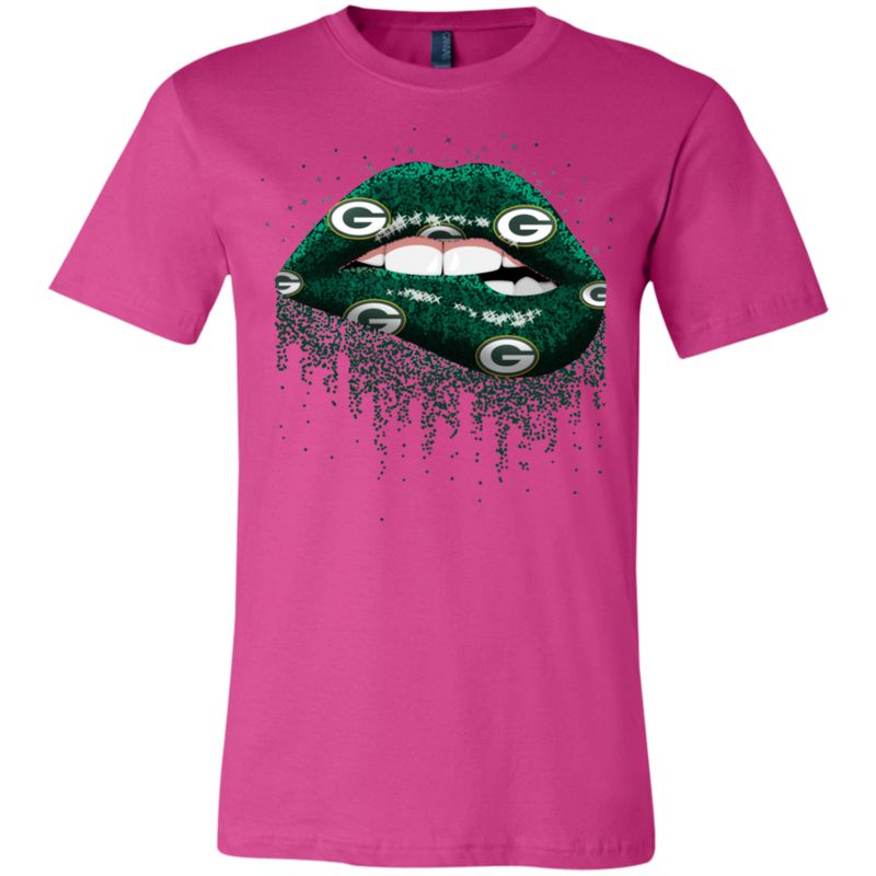 Glitter Lips Shirt For Green Bay Packers Fans Short Sleeve T-Shirt