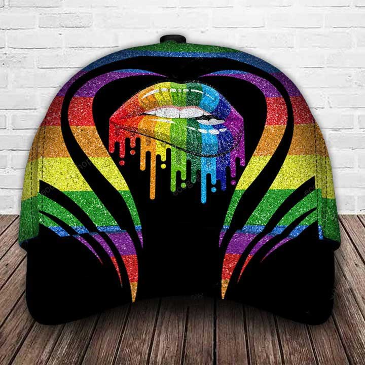 Rainbow Lips Classic Cap, Pride Rainbow Baseball Cap, Lgbt 3D Cap