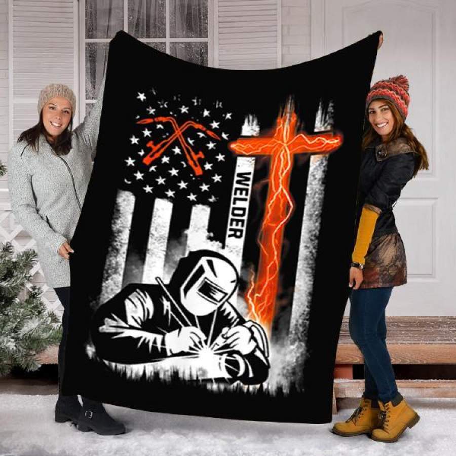 Custom  Blanket Welder American Flag – USA Patriotic Welder Blanket – Fleece Blanket