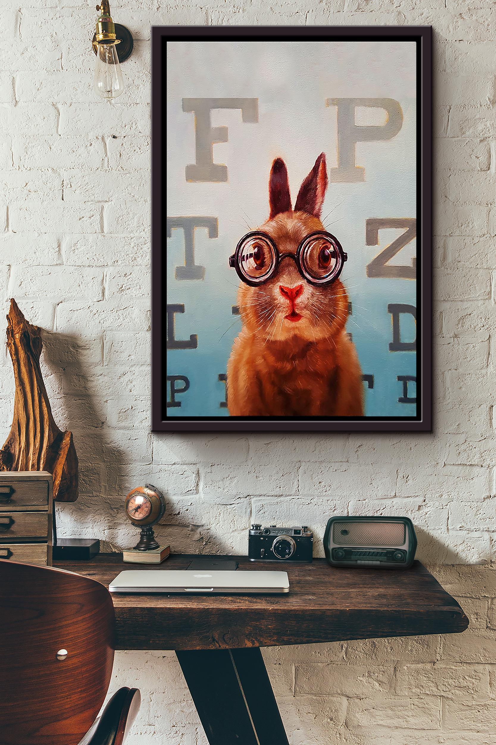 Rabbit Optometrist Poster Framed Matte Canvas