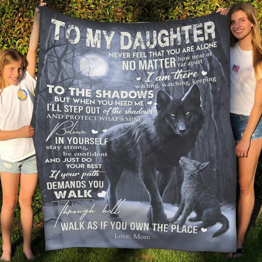 To My Daughter Mom  Sherpa Woven Blanket,  Dog Lovers,  Veteran Dad Christmas Gift Ideas