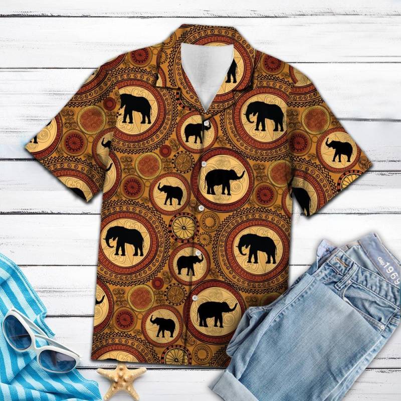 Elephant African Pattern Hawaii Shirt Ha23877