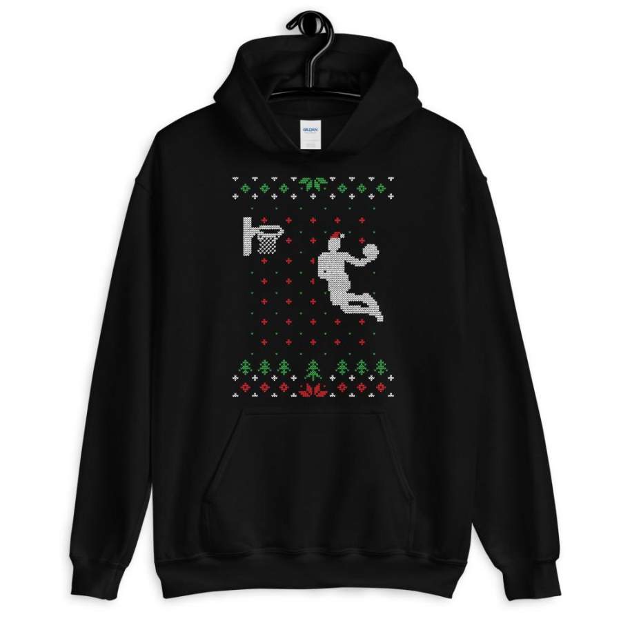 Basketball Dunk Christmas Ugly Sweater Design Unisex Hoodie