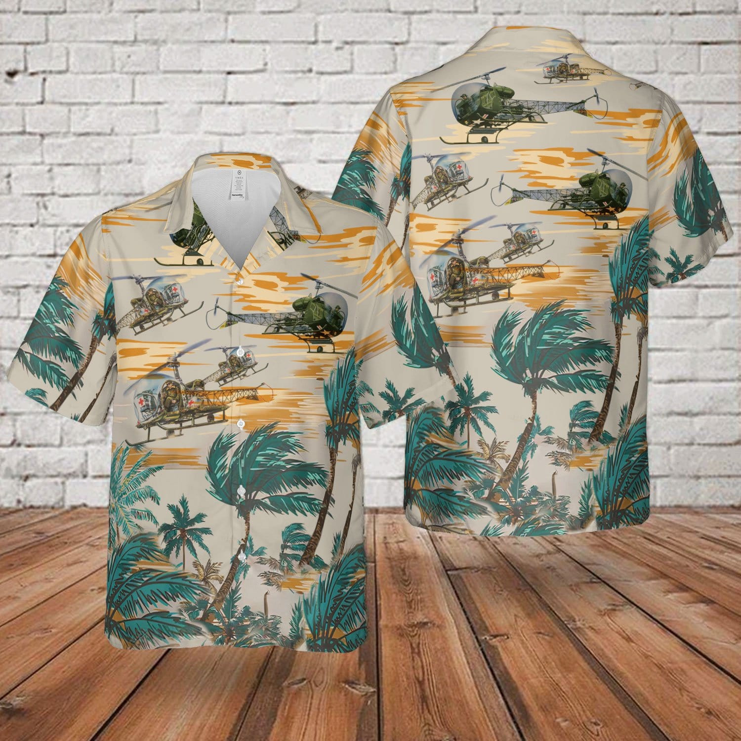 Tropical Helicopter Bell Sioux Us Army Aloha Hawaii Shirts Ha21715