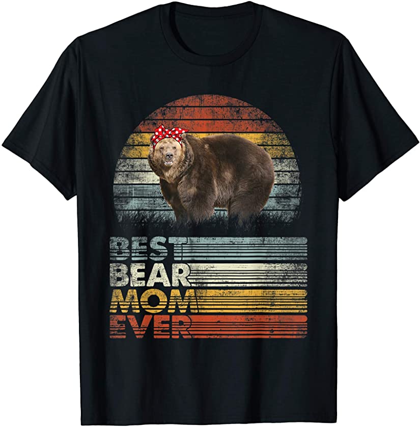 Retro Best Bear Mom Ever Shirt Animals Lover T-Shirt