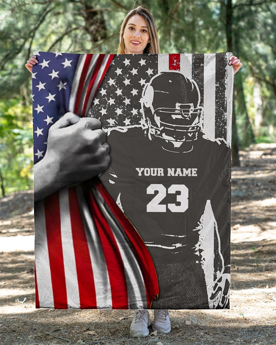 Personalize Custom Name And Number, American Love Football Quilt Blanket