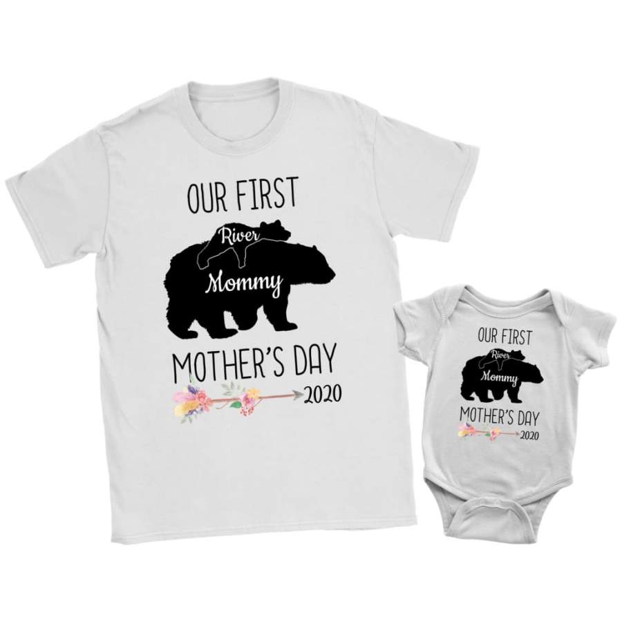 Mark M Personalized Our First Mothers Day Shirt Set Elephants