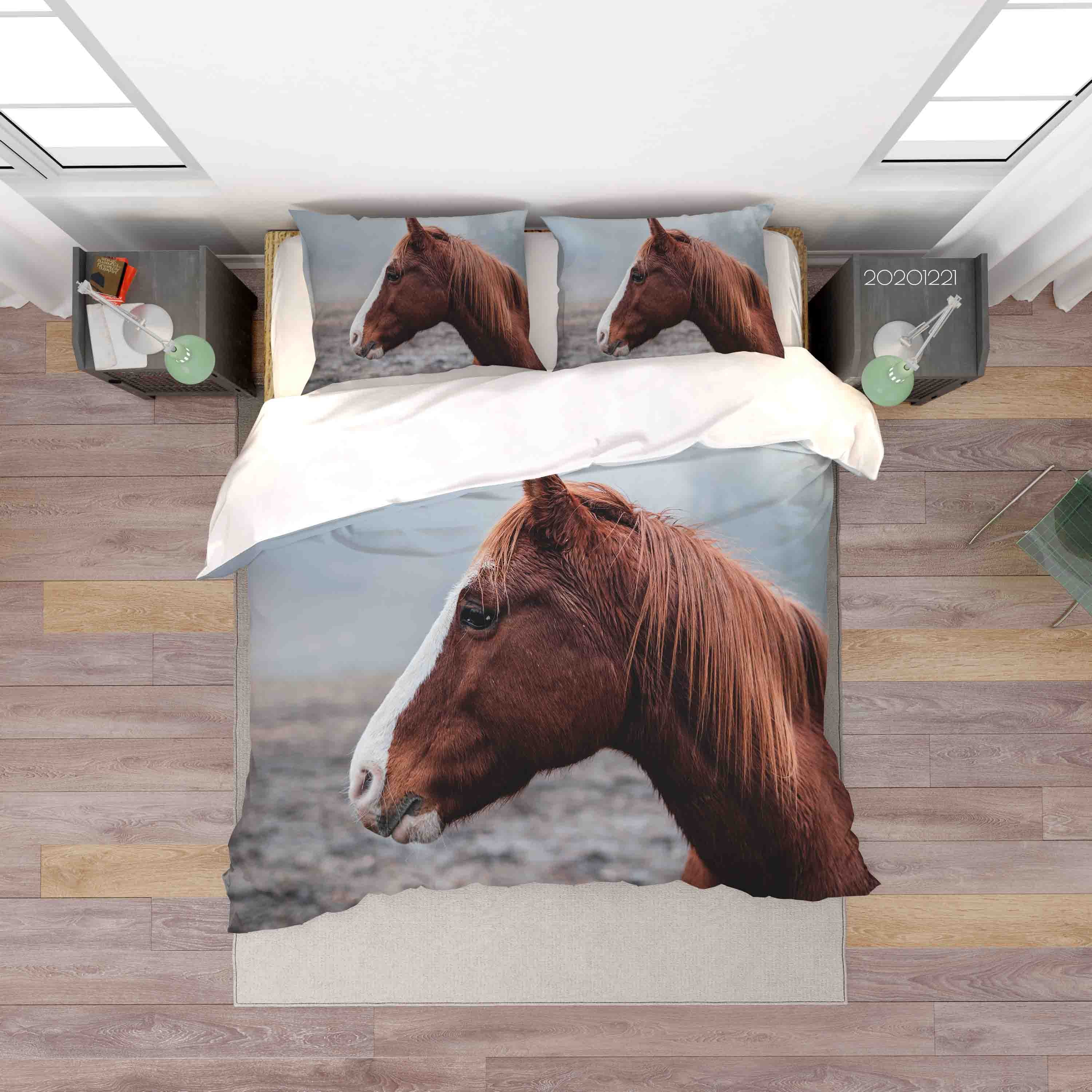 3D Brown Horse Animal Quilt Cover Set Bedding Set Duvet Cover Pillowcases 177 Lqh