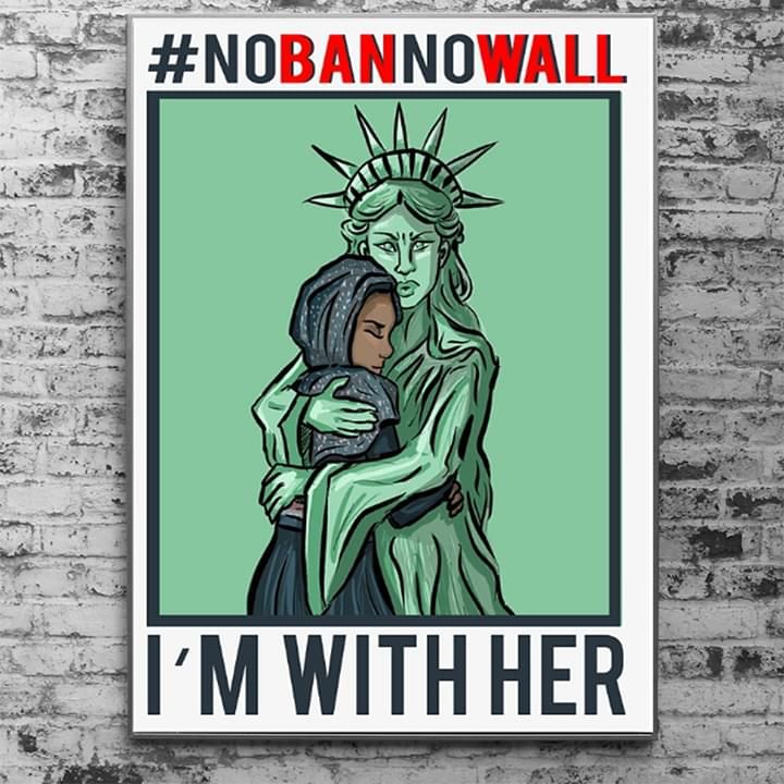 This Statue Of Liberty Drawing Became A Symbol Of The No Ban No Wall Movement I M With Her Home Decoration Landscape Poster