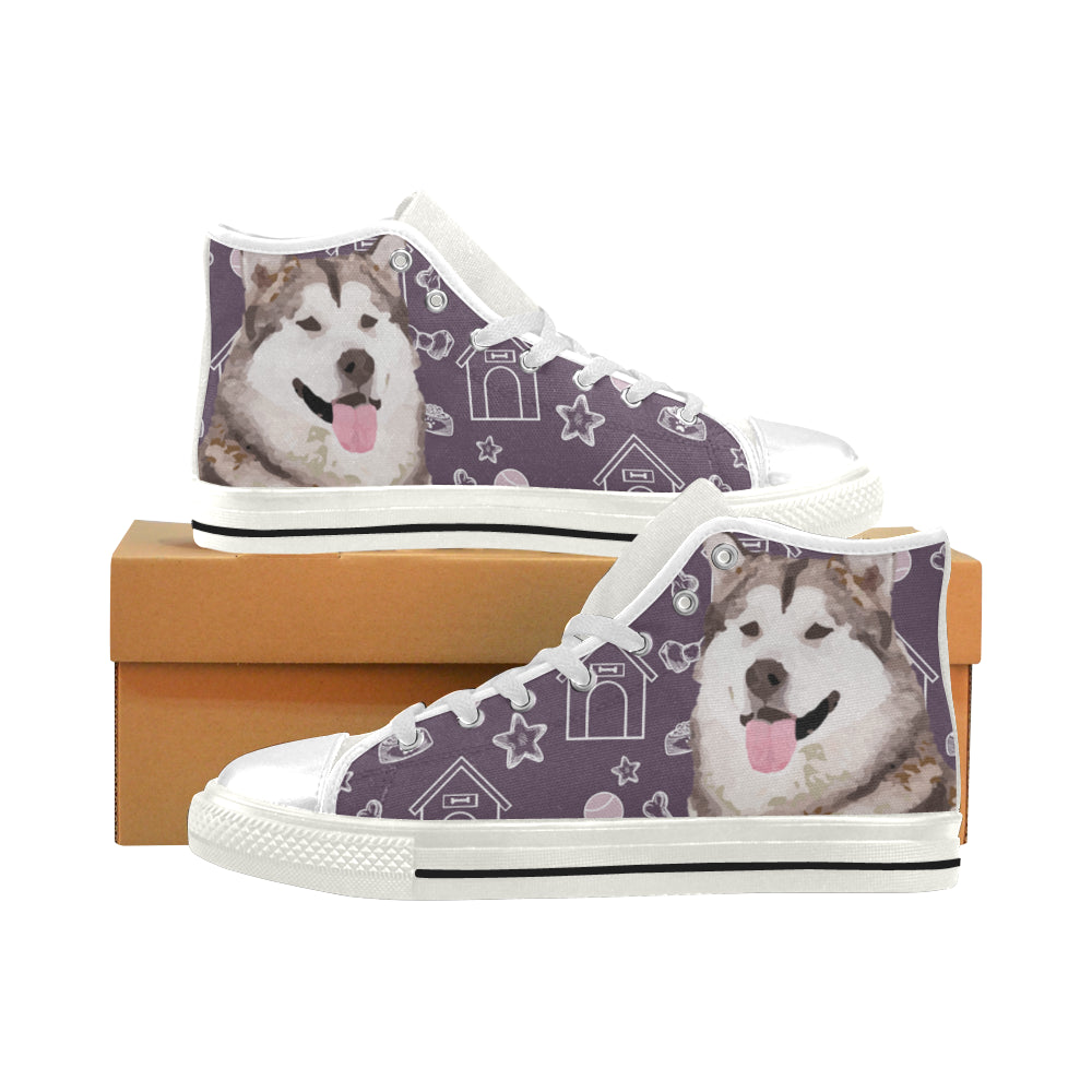 Alaskan Malamute White Men’s Classic High Top Canvas Shoes