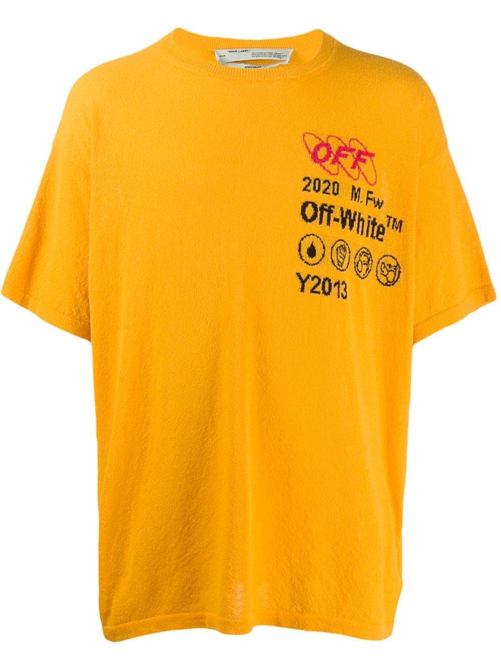 Off Logo Textured Overd Shirt Yellow Shirt