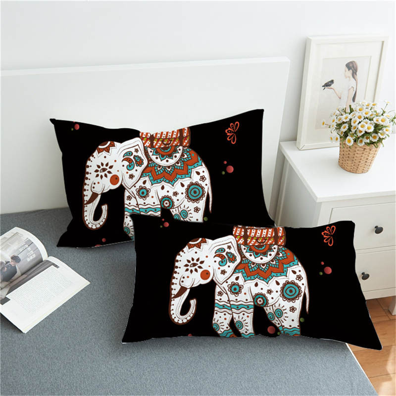 White Cartoon Elephant Pillowcase