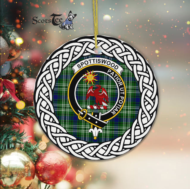 Spottiswood Scottish Clan Tartan Crest Badge Plaid Ornament Gift. Christmas Tree Ornament Tartan Ornament Great Christmas Ornaments Gift