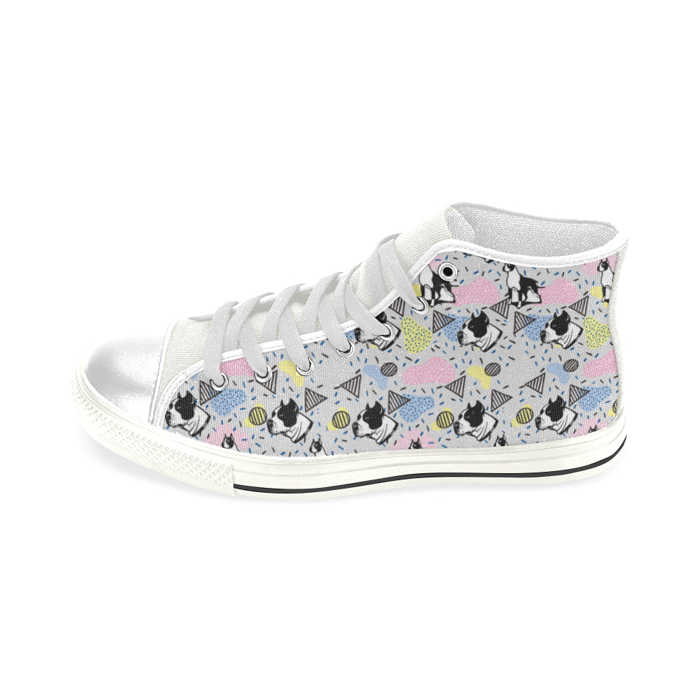 American Staffordshire Terrier Pattern White Men’s Classic High Top Canvas Shoes