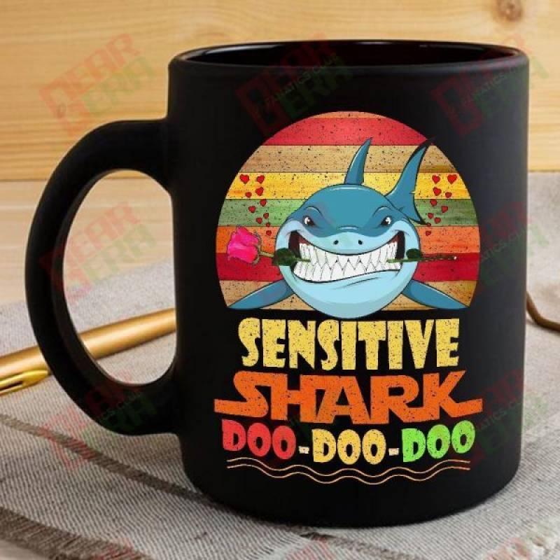 Vintage Sentitive Shark Doo Doo Doo Coffee Mug Retro Shark And Rose Womens Custom Father’s Day Mother’s Day Gift Idea GE777