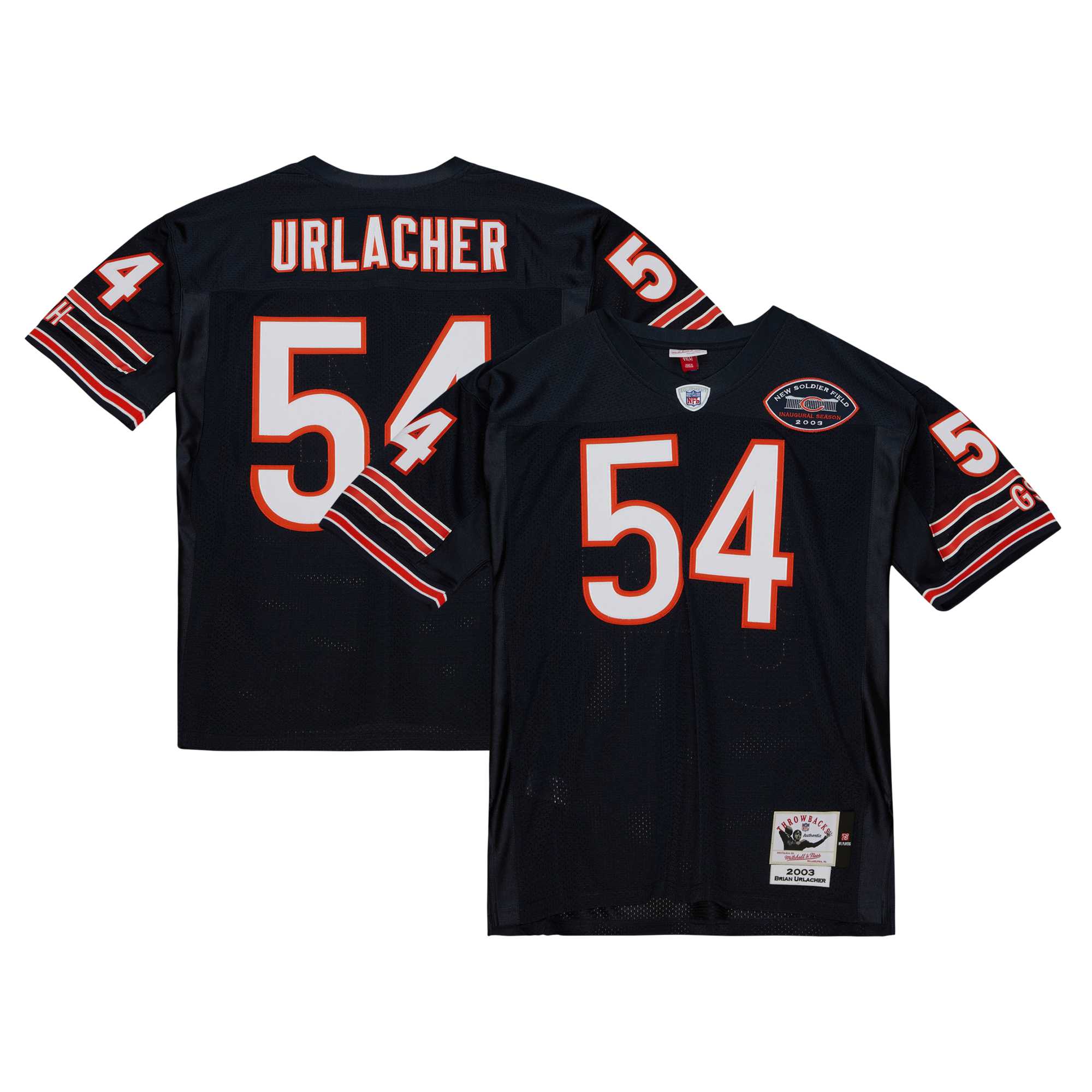 Men’s Chicago Bears Brian Urlacher Mitchell & Ness Navy 2004 Authentic Throwback Retired Player Jersey 2