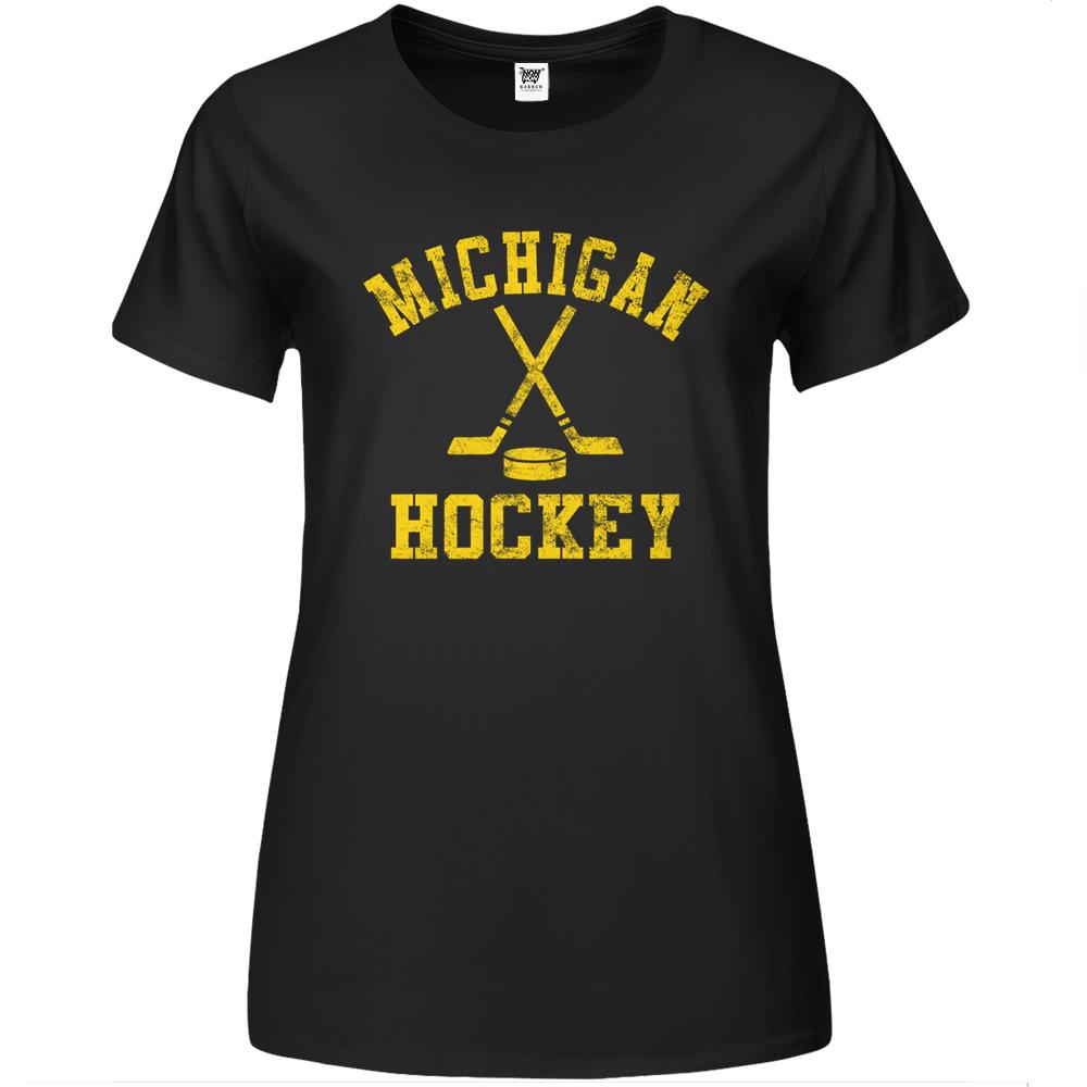 Vintage Michigan Hockey Premium Womens T Shirts