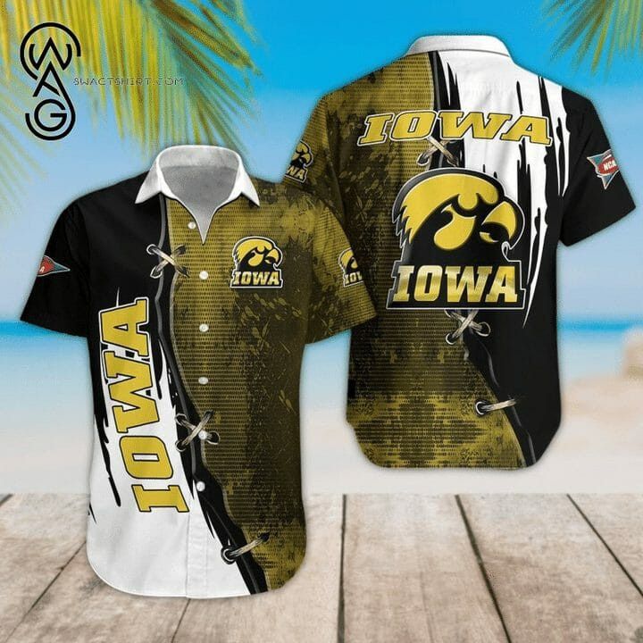 NCCA Iowa Hawkeyes Gold Black Hawaiian Shirt