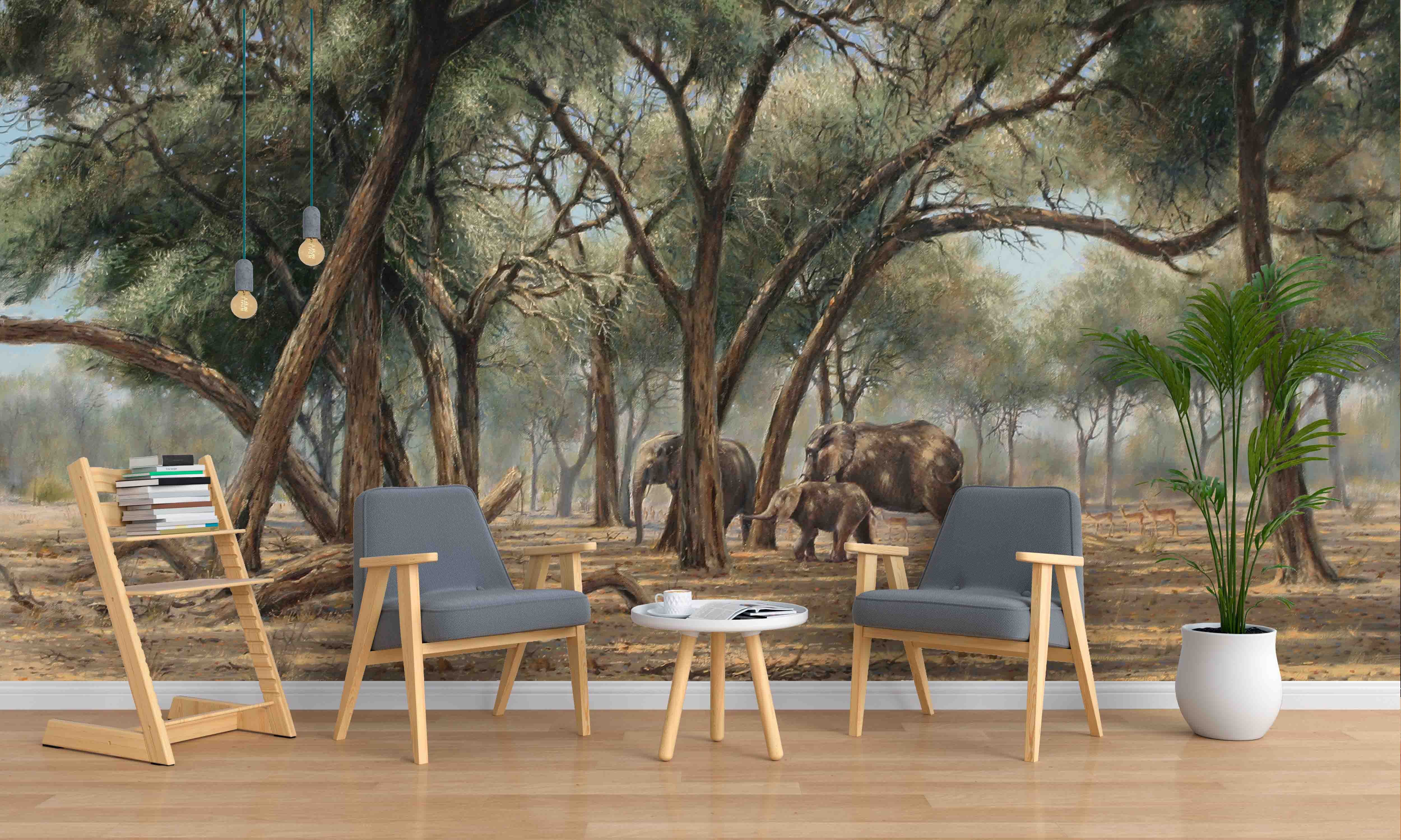 3D Realistic Forest Elephant Animal Wall Mural Wallpaper Lxl 1639