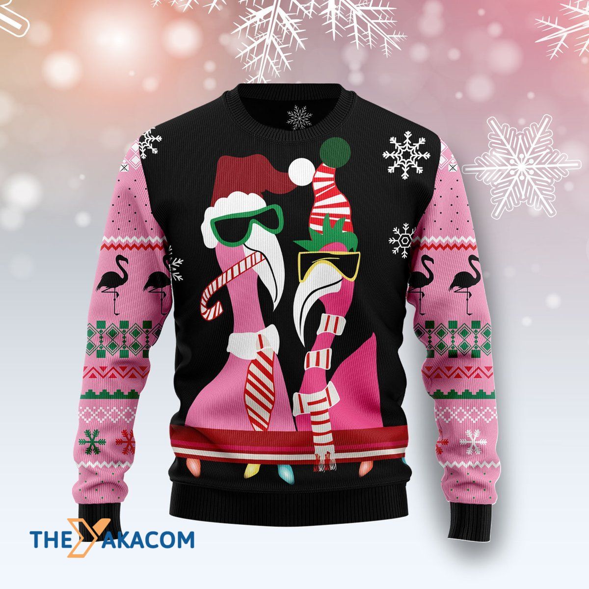 Merry Xmas Candy Cane Flamingo Awesome Gift For Christmas Ugly Christmas Sweater