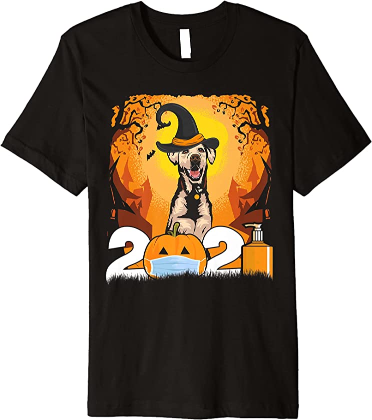 Dog Labrador Witch Hat Funny Halloween 2021 Puppy Lover Premium T-Shirt