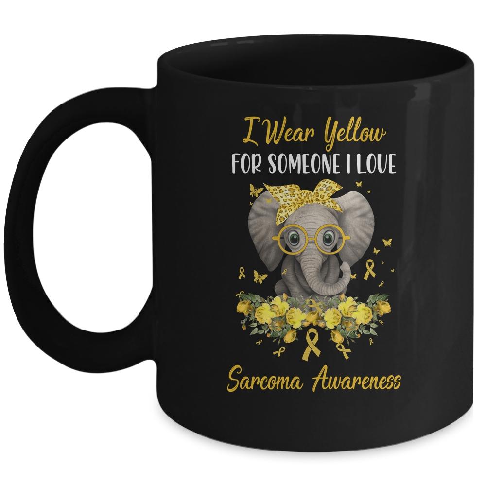 I Wear Yellow For Sarcoma Awareness Ribbon Elephant Mug