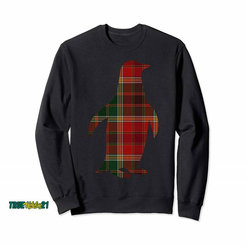 Penguin Xmas Scottish Tartan Plaid Christmas Costume Sweatshirt