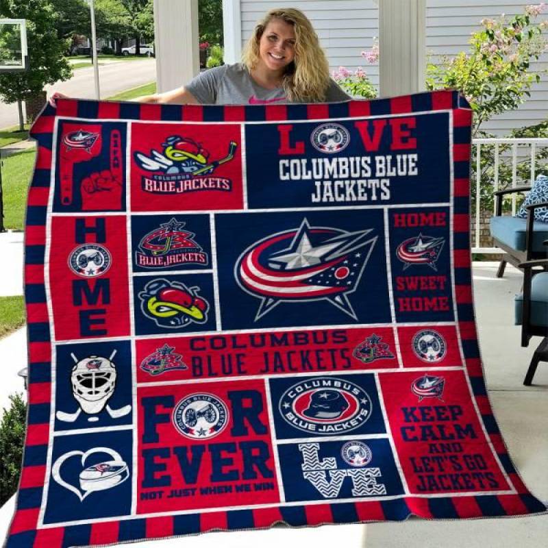 Columbus Blue Jackets Quilt Blanket 03