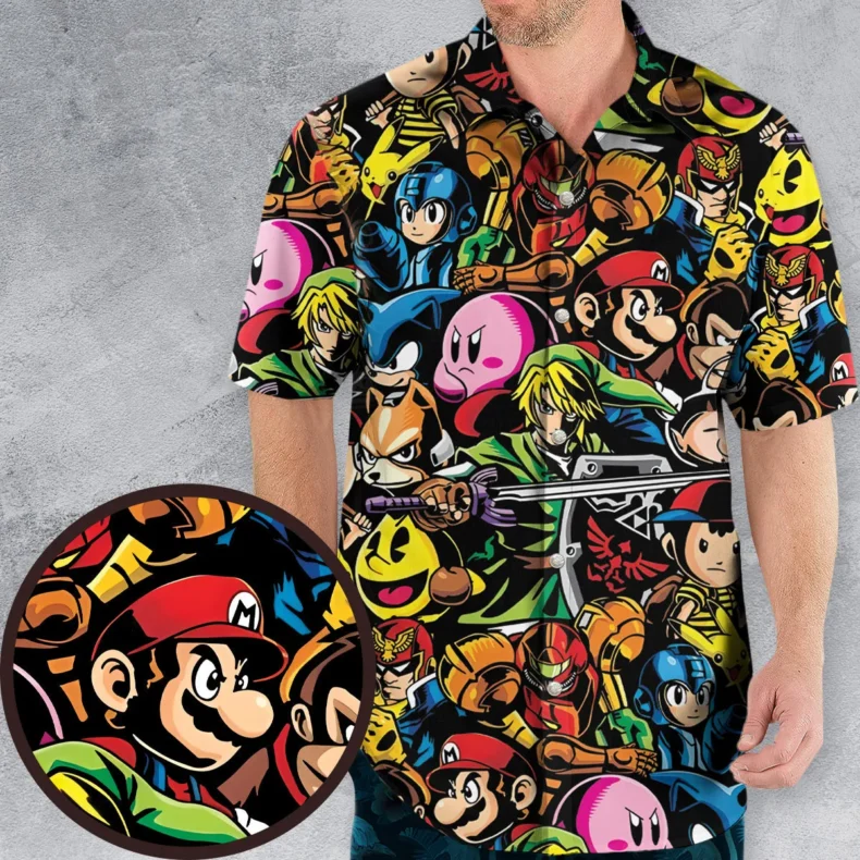 Smash Bros Video Game Characters Hawaiian Shirt