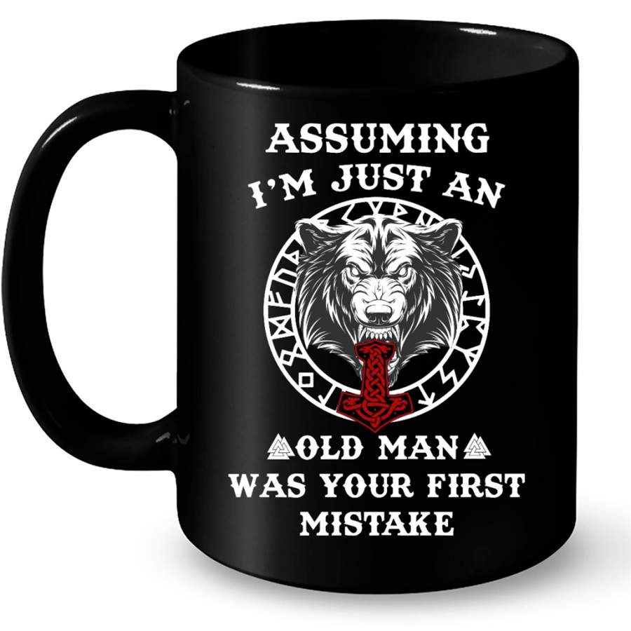 Assuming I’m Just An Old Man Was Your First Mistake, Viking Tiger Lover – Full-Wrap Coffee Black Mug