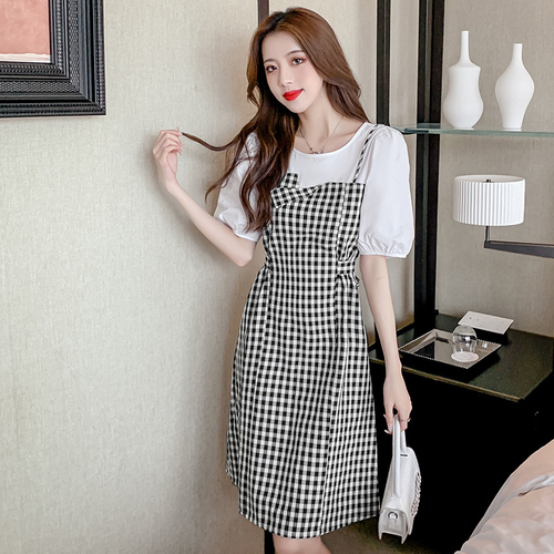 2022 Casual Women Fake Two Peice Beach Midi Dress Summer Vintage Vintage Patchwork Hepburn Dress Elegant Bodycon Party Vestidos alx