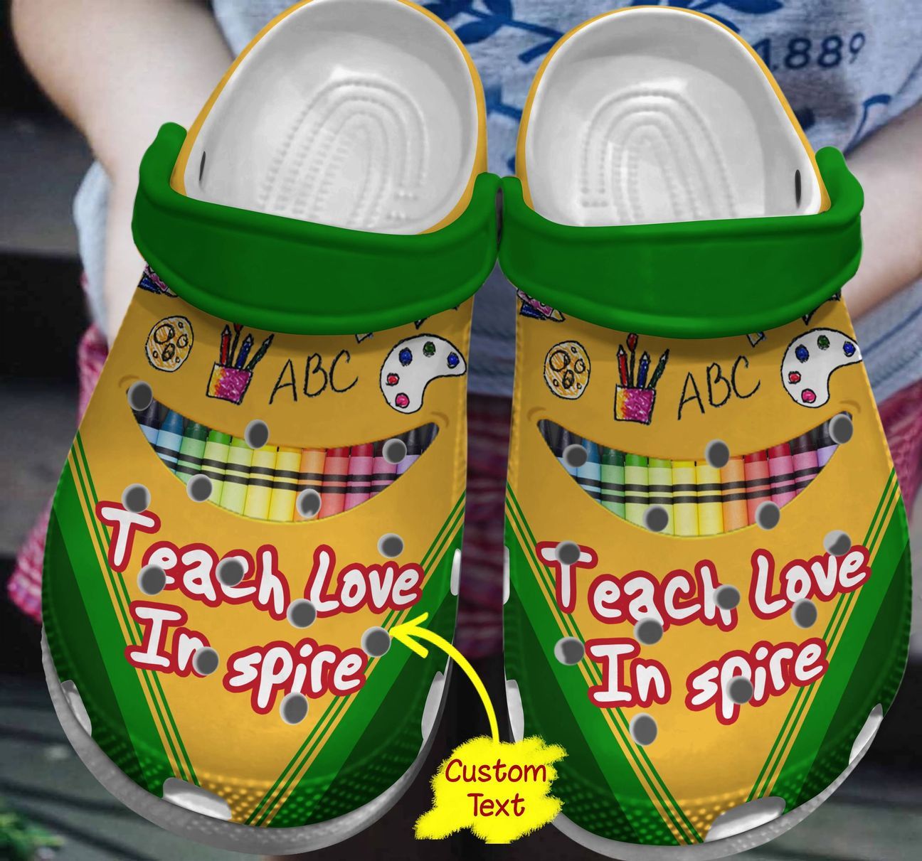 Teacher Personalized Clog, Custom Name, Text, Color, Number Fashion Style For Women, Men, Kid, Print 3D Teacher Crayons