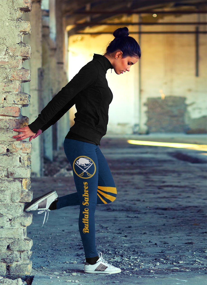 Through Logo Spread Body Striped Circle Buffalo Sabres Leggings