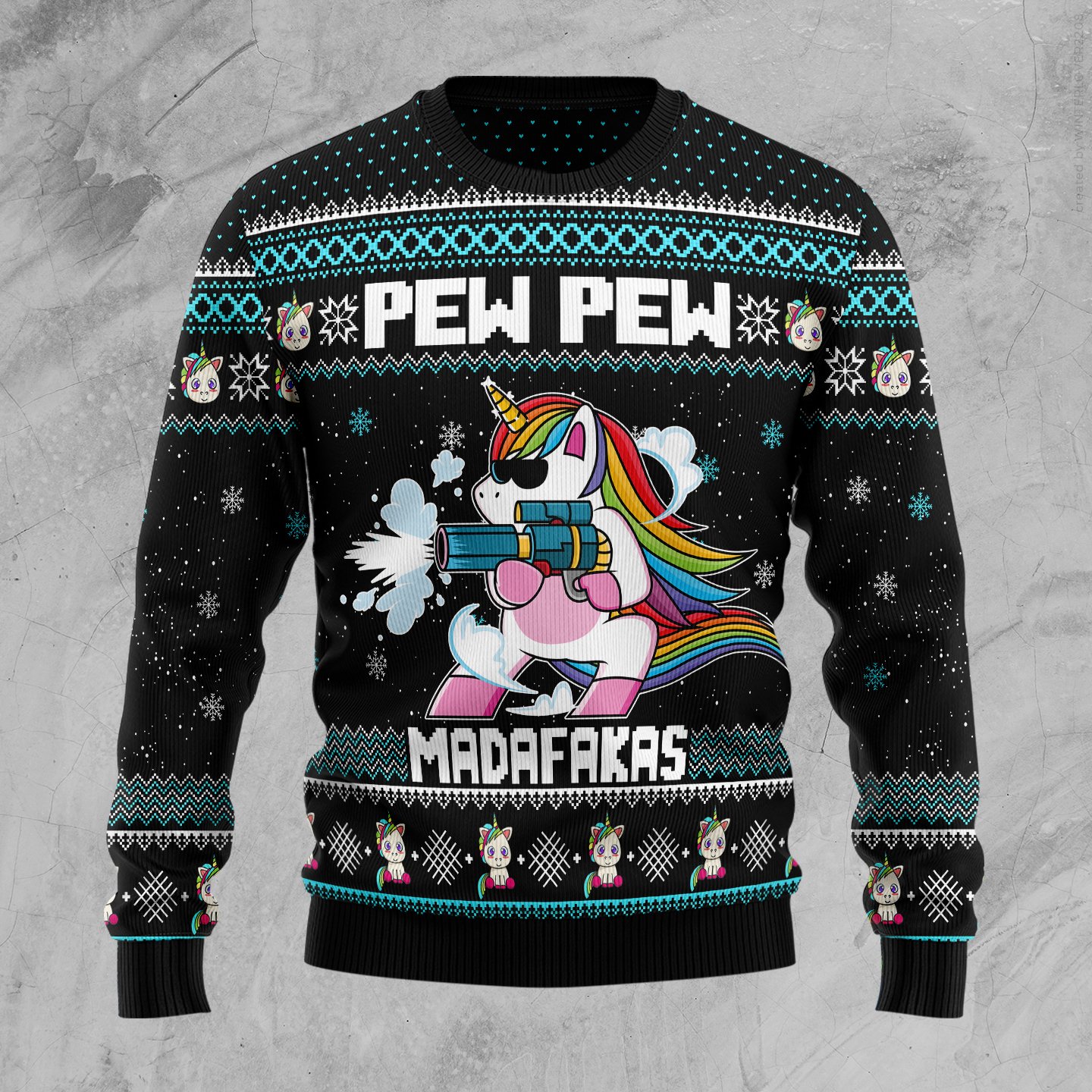 Unicorn Pew Pew TG5114 Ugly Christmas Sweater unisex womens & mens, couples matching, friends, funny family sweater gifts (plus size available)