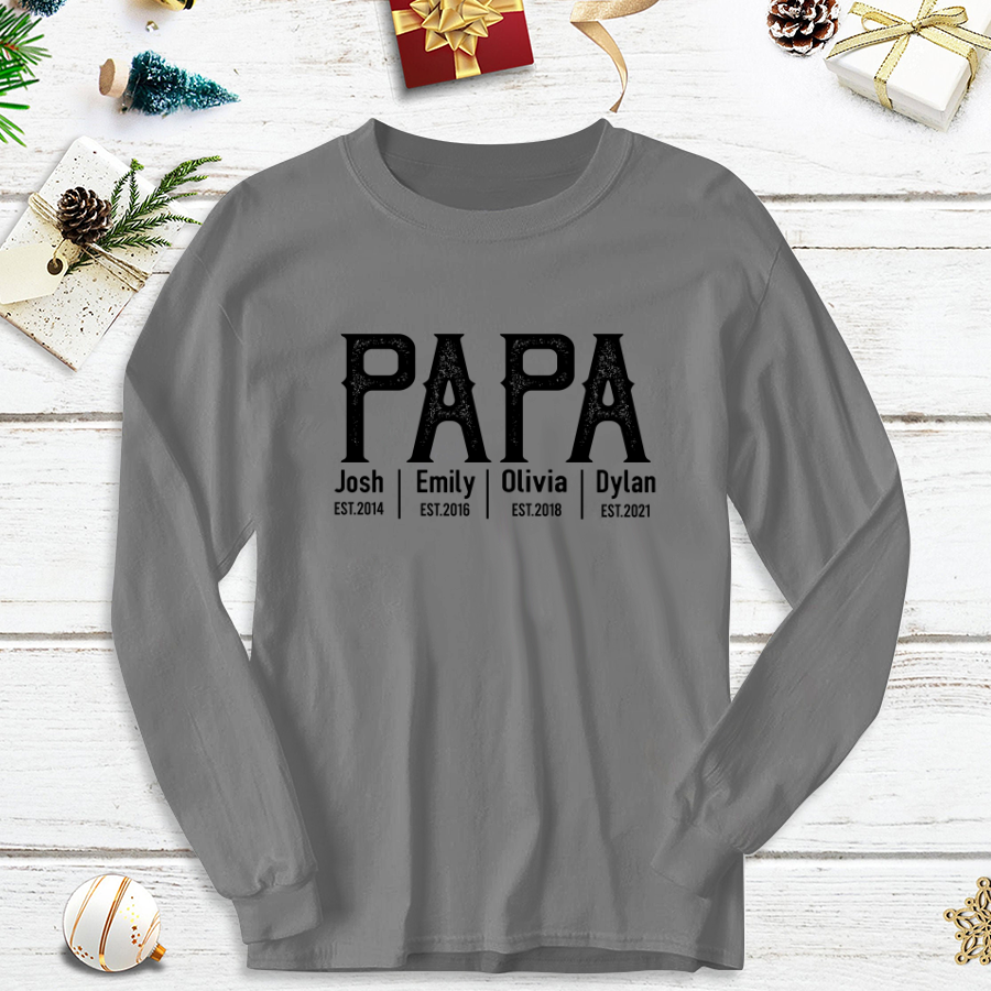 Custom Grandpa Shirt With Grandkids Names Est Longsleeve