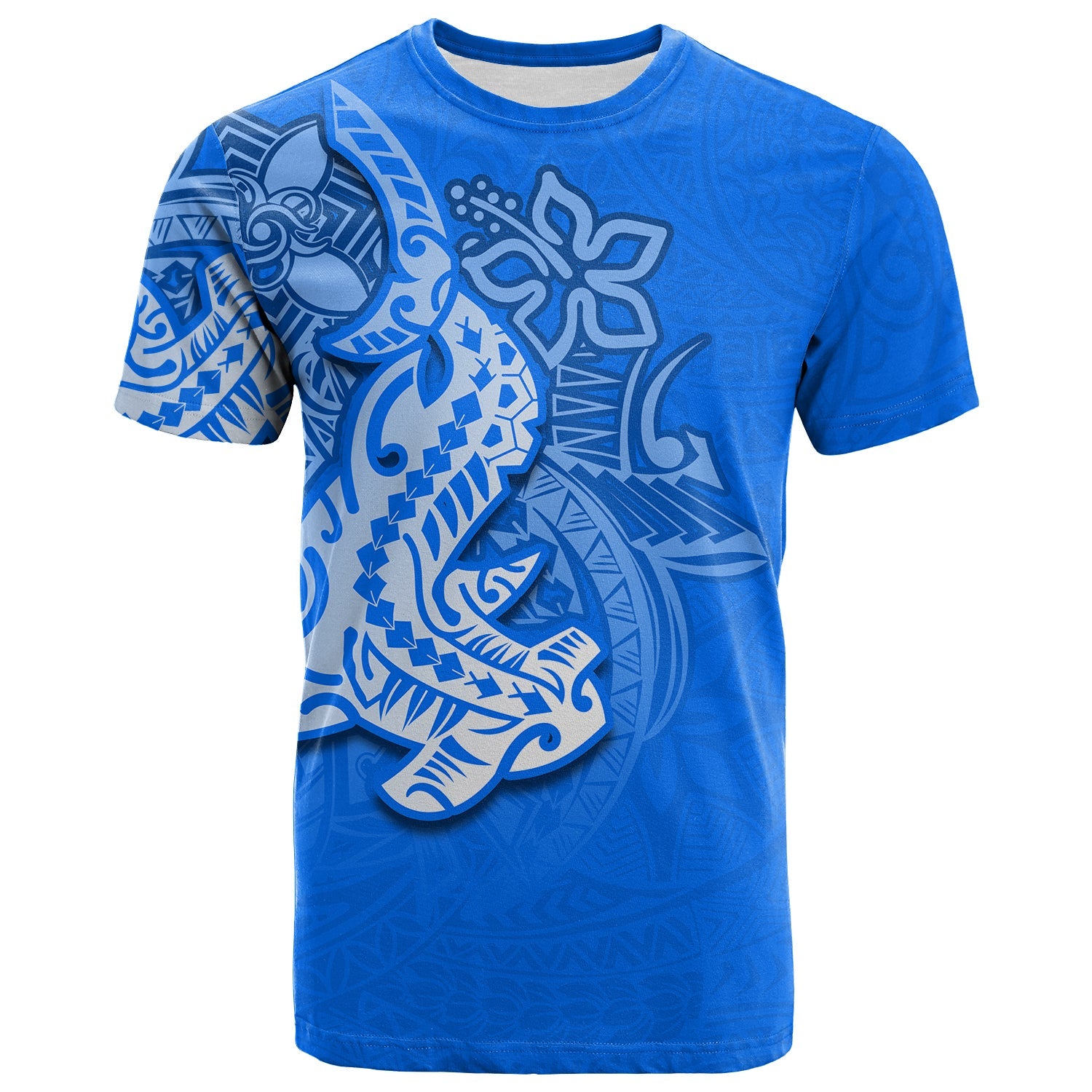 (Custom Personalised) Hammerhead Shark T Shirt Polynesian Blue Style Lt6