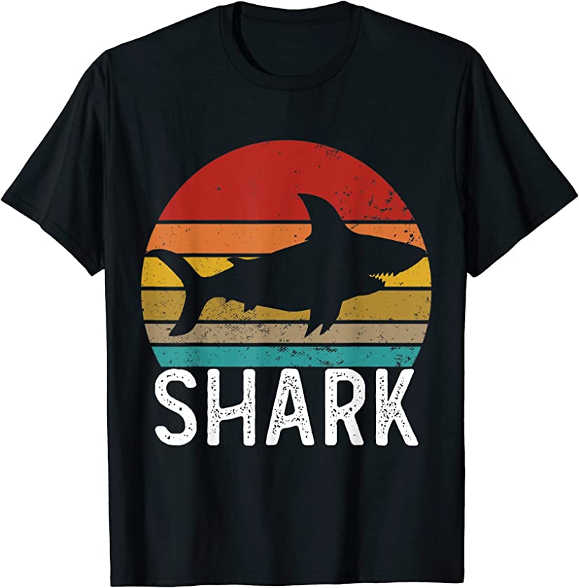 Vintage Retro Shark Sunset 70s 80s 90s Shark Party T-Shirt