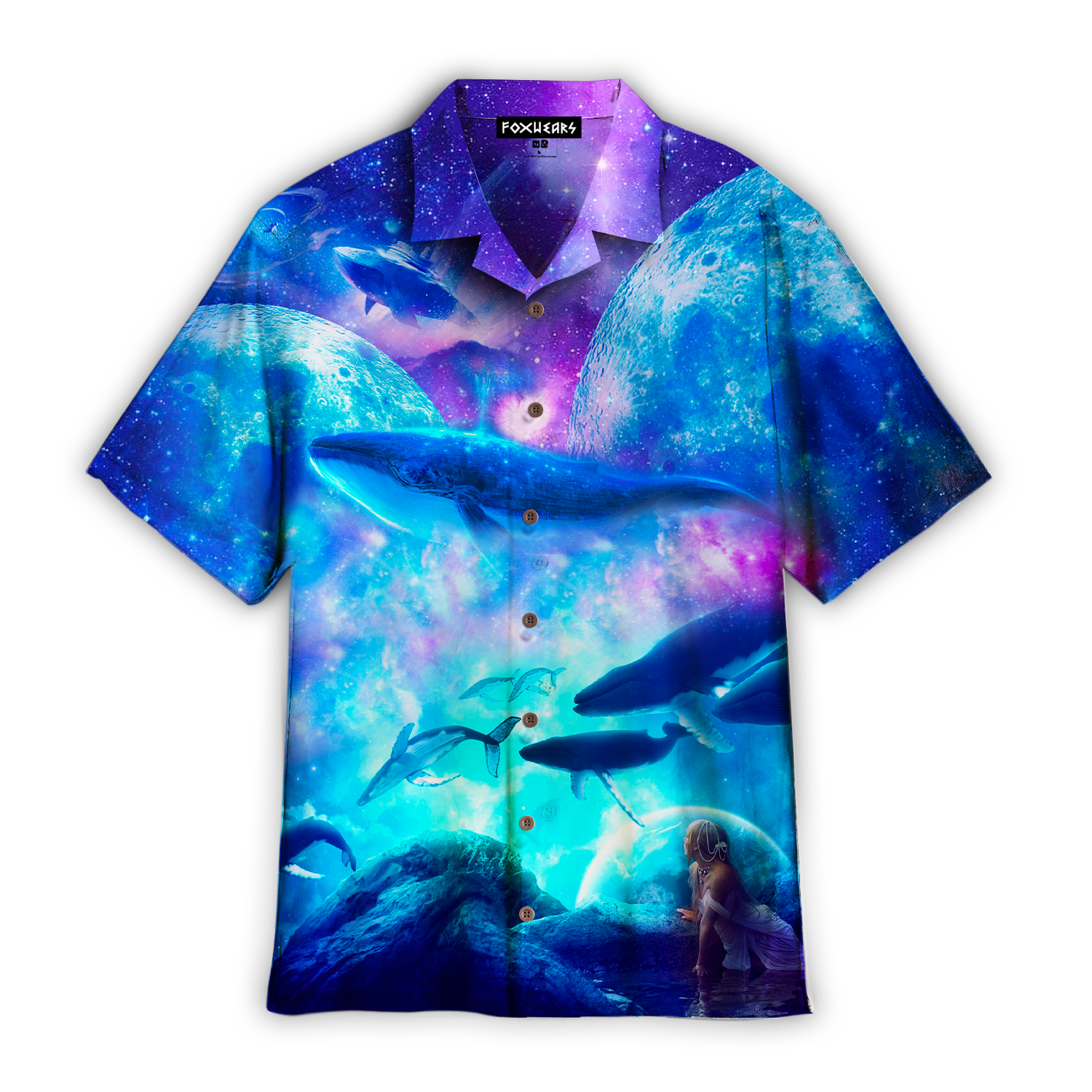 Whale Blue Galaxy Neon Hawaiian Shirt | For Men & Women | Wt3092