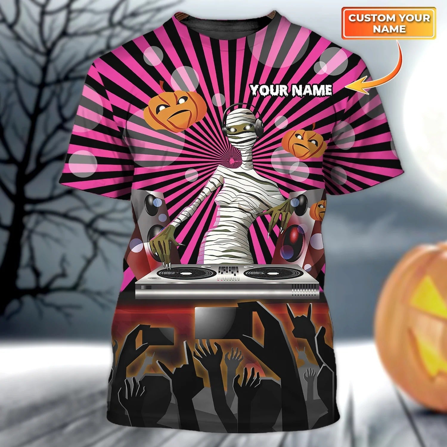 Custom Halloween Dj Party Shirt, Skeleton Halloween Disc Jockey Tshirt, Funny Halloween Gift