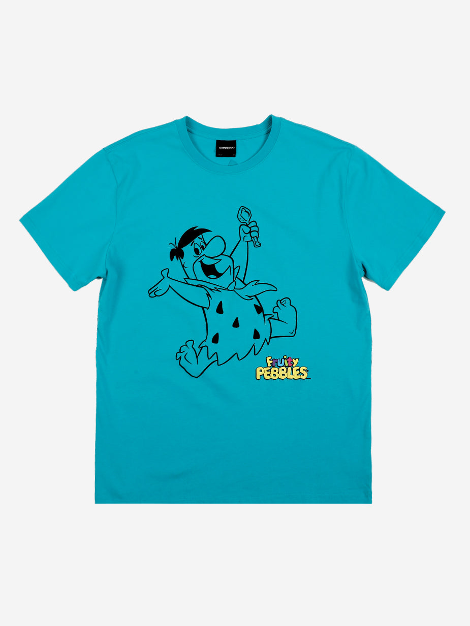 Fred Flintstone Puff Print Teal Tee