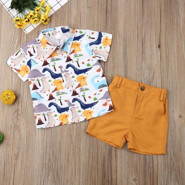 Baby Boy Clothes Set Cute Dinosaur Print Shirt and Shorts