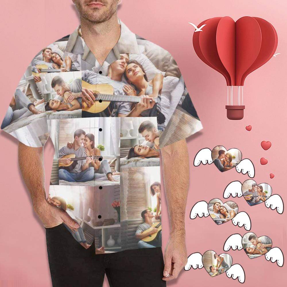 Custom Photo Couple Men’S All Over Print Hawaiian Shirt