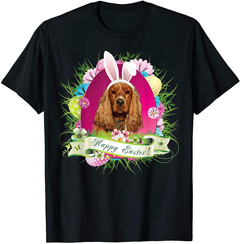 Bunny English Cocker Spaniel Dog Happy Easter Day Lover Egg T-Shirt